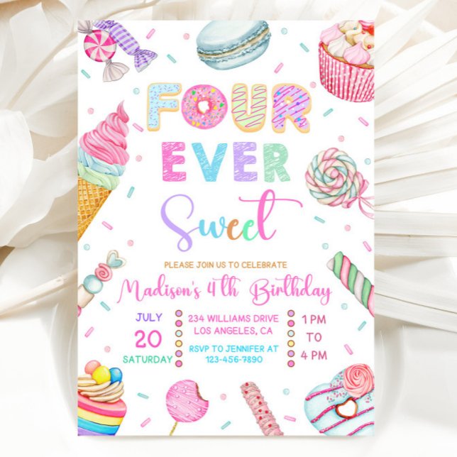 Four Ever Sweet Birthday Invitation, Candy Sweet  Einladung (Von Creator hochgeladen)