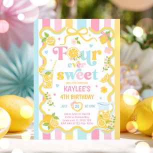 Four Ever Sweet Lemon Sommer 4. Geburtstagsfeier Einladung