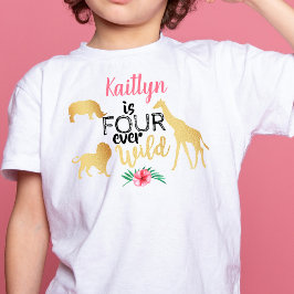 Four Ever Wild Jungle Safari Girls 4. Geburtstag Kleinkind T-shirt