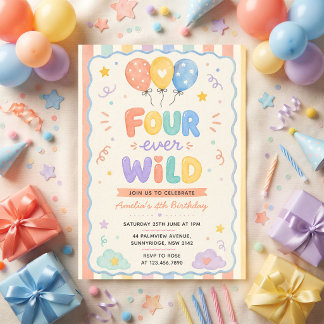 Four Ever Wild Konfettiballon 4. Geburtstag Einladung