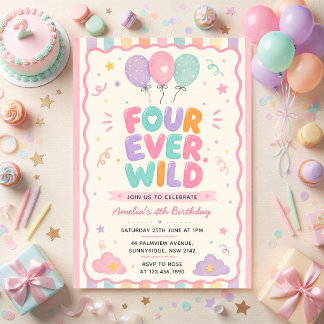 Four Ever Wild Konfettiballon 4. Geburtstag Einladung