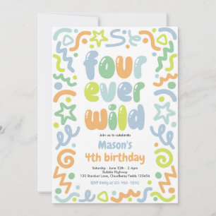 Four Ever Wild Konfettiballon 4. Geburtstag  Einladung