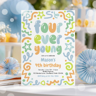 Four Ever Young Konfettiballon 4. Geburtstag Einladung