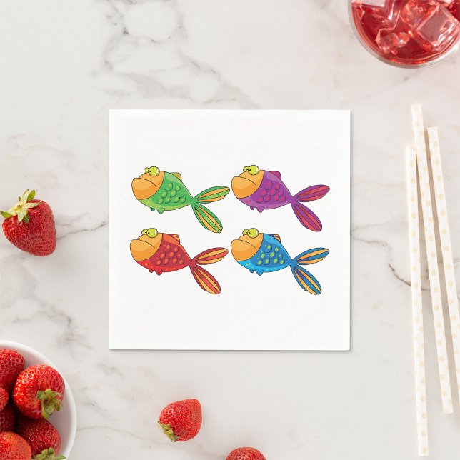 Four Funny Fish Napkins Serviette (Von Creator hochgeladen)