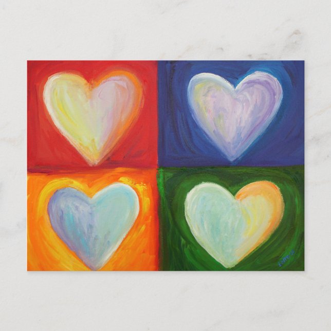 Four Hearts Liebe Personalisiert Art Postkarten (Vorderseite)