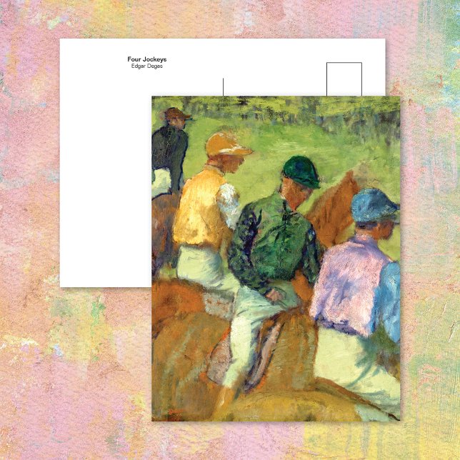 Four Jockeys Horses Edgar Degas Postkarte (Von Creator hochgeladen)