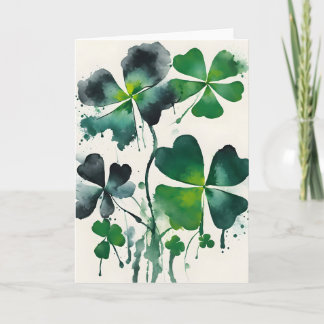 Four-leaf clover - Watercolor flowers Karte