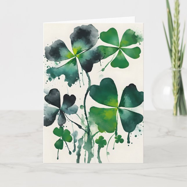 Four-leaf clover - Watercolor flowers Karte (Vorderseite)