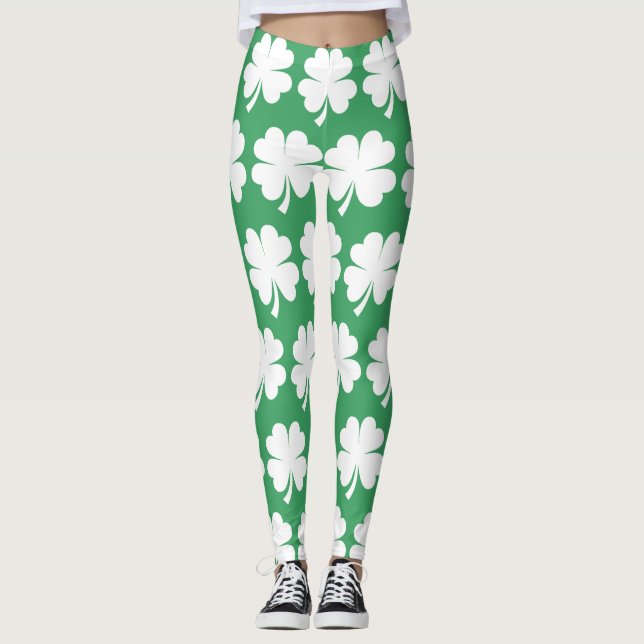 Four Leaf Lucky Clover Saint Patrick's Day Leggings (Vorderseite)