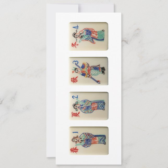 Four Mahjong Season tiles (Krieger) - Einladung (Vorderseite)