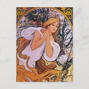 Four Seasons Alfons Mucha Postkarte