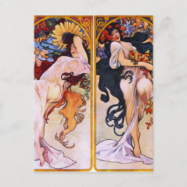 Four Seasons by Alfons Mucha Art Deco Postkarte