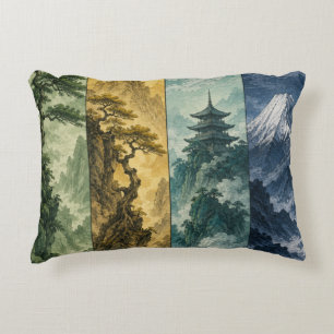 Four Seasons Mountain   Japanische Tintenlandschaf Dekokissen
