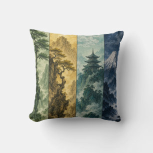 Four Seasons Mountain   Japanische Tintenlandschaf Kissen
