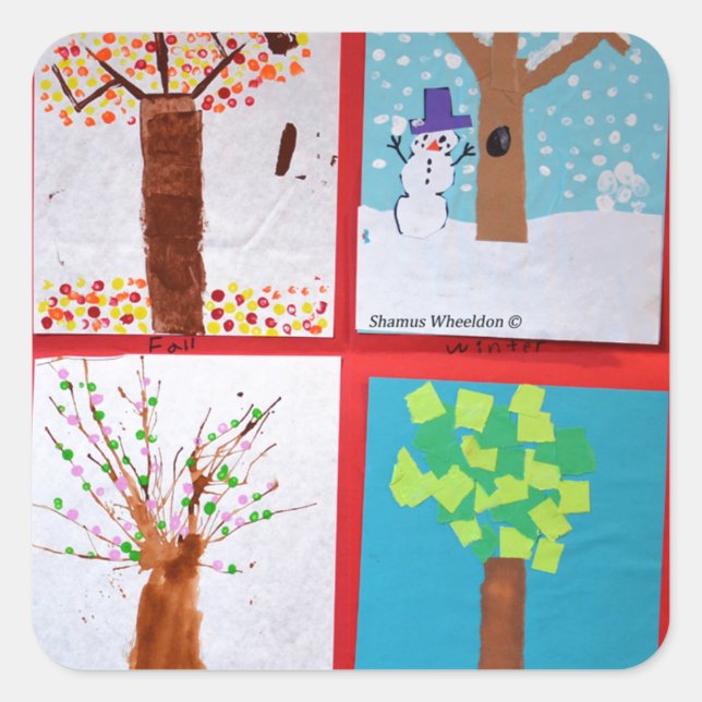 Four Seasons Quadratischer Aufkleber (Vorderseite)