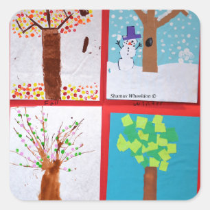 Four Seasons Quadratischer Aufkleber