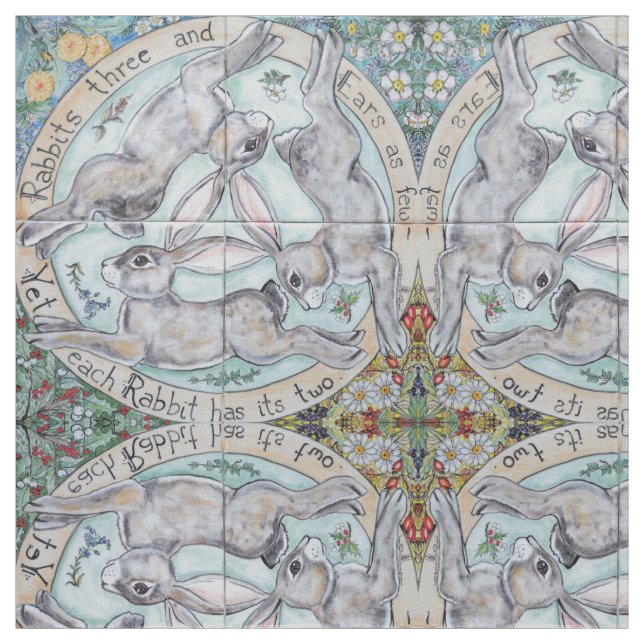 Four Seasons Rabbit Hare Medallion gezogenes Geweb Stoff (Muster)