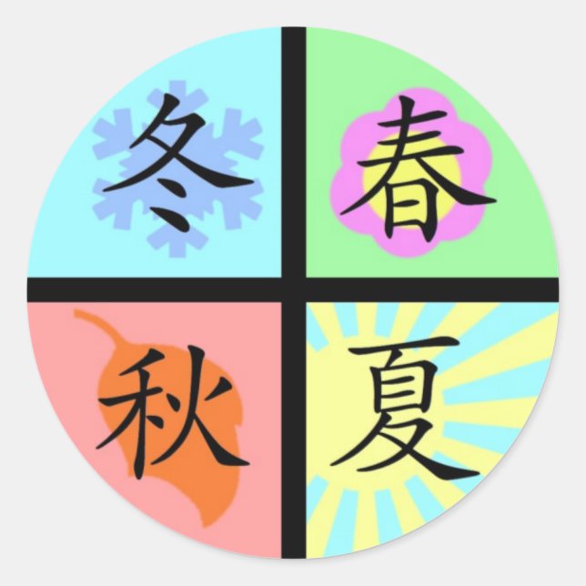 Four Seasons Runder Aufkleber (Vorderseite)