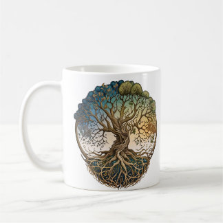 Four Seasons Tree of Life Fantasy Celtic Knotenbau Kaffeetasse