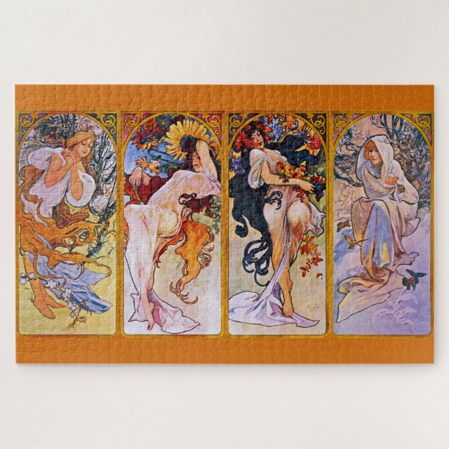 Four Seasons von Alfons Mucha Puzzle (Horizontal)