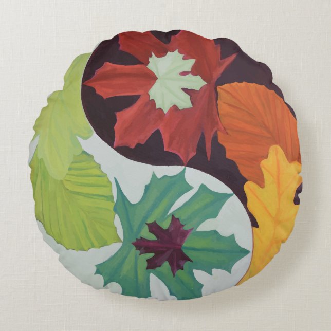 Four Seasons Yin-Yang Round Cushion Rundes Kissen (Vorderseite)