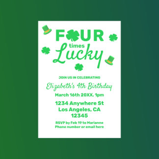 Four Times Lucky 4th Birthday Einladung