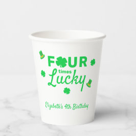 Four Times Lucky 4th Birthday Pappbecher
