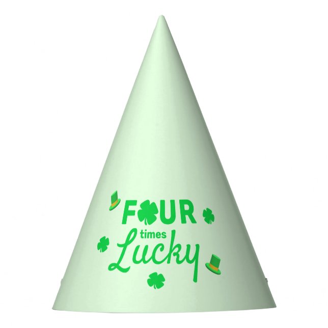 Four Times Lucky 4th Birthday Partyhütchen (Vorderseite)