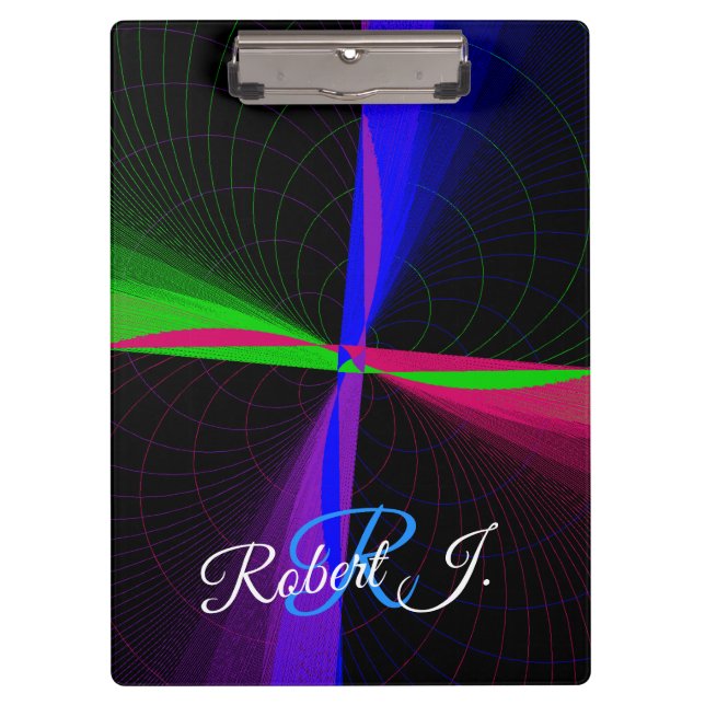 Four-Way Geometric Wave Clipboard Klemmbrett (Vorderseite)