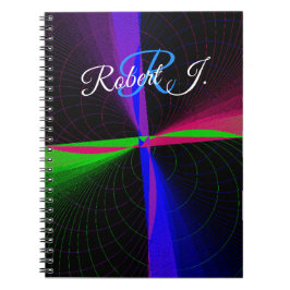 Four-Way Geometric Wave Spiral Notebook Notizblock