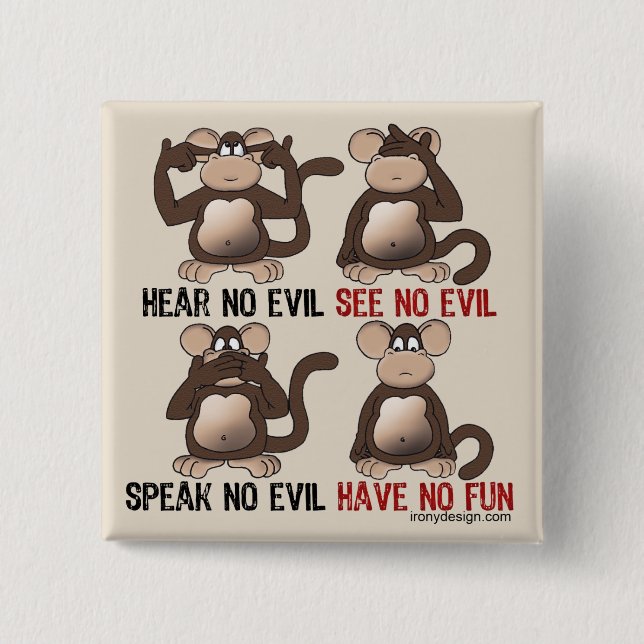 Four Wise Monkeys Humour Button (Vorderseite)