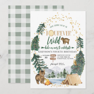 Fourever Wild Woodland Bär 4. Geburtstag Einladung