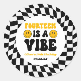 Fourteen Is A Vibe Retro 14th Birthday Party Runder Aufkleber