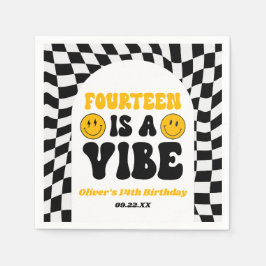 Fourteen Is A Vibe Retro 14th Birthday Party Serviette