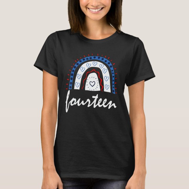 Fourteen Year Old Rainbow 14th Birthday For Girls  T-Shirt (Vorderseite)