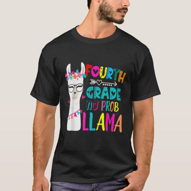 Fourth 4th Grade Teacher Back To School No Prob Ll T-Shirt (Vorderseite)