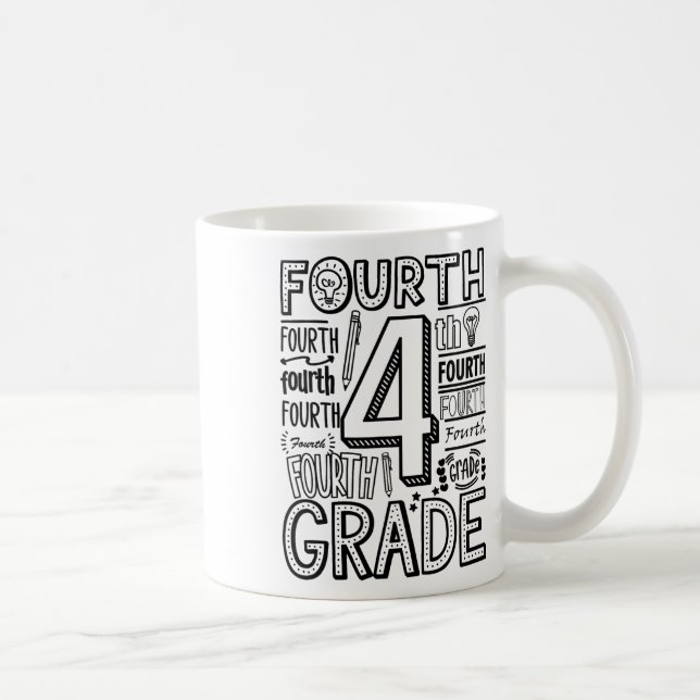 Fourth 4th Grade Typography Back To School  Kaffeetasse (Rechts)