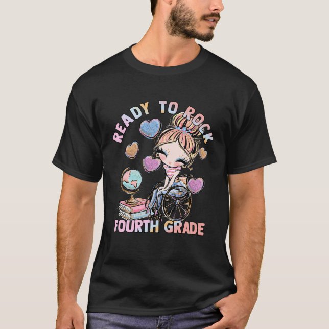 Fourth Grade 4 Wheelchair First Day School Girls D T-Shirt (Vorderseite)