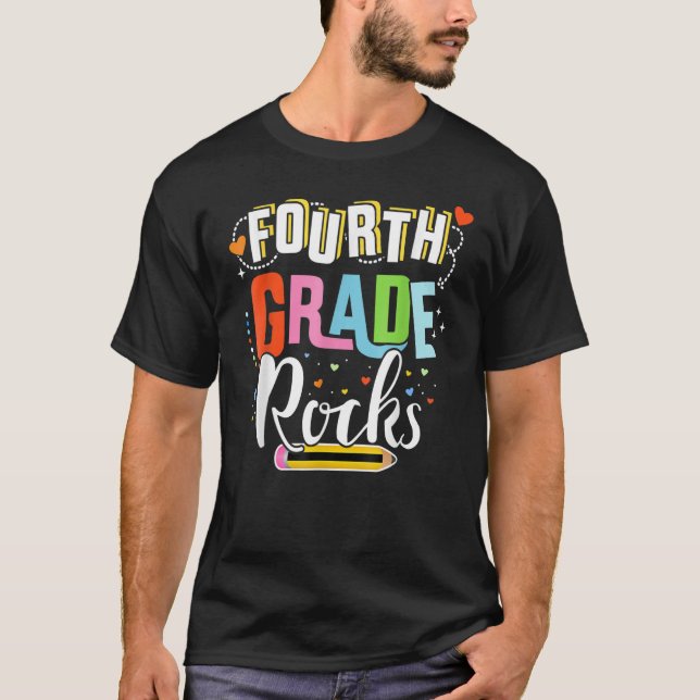 Fourth Grade Rocks 4th Back To School Teacher Stud T-Shirt (Vorderseite)