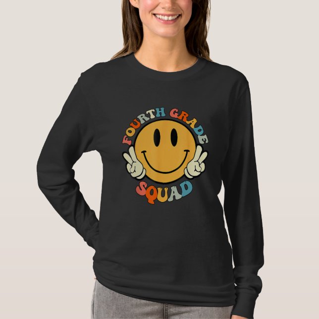 Fourth Grade Squad Smile Face Teacher Student Back T-Shirt (Vorderseite)