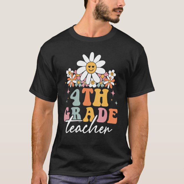 Fourth Grade Teacher 4th Grade Hippie Groovy Back  T-Shirt (Vorderseite)