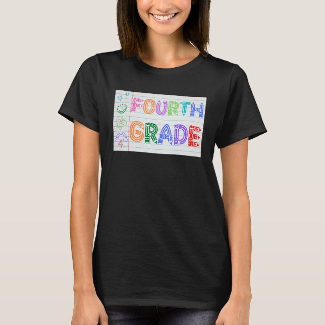 Fourth Grade Team Cute Doodle School Kids Teacher  T-Shirt (Vorderseite)