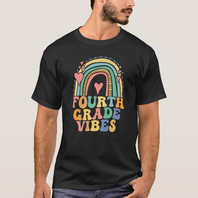 Fourth Grade Vibes  4th Grade Team Retro 1st Day o T-Shirt (Vorderseite)