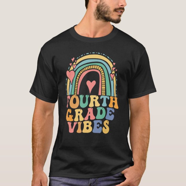 Fourth Grade Vibes   4th Grade Team Retro 1st Day  T-Shirt (Vorderseite)