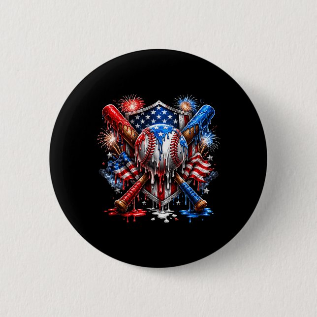 Fourth of July 250 Jahre Freiheits-Baseball-Drip Button (Vorderseite)