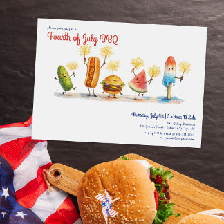 Fourth of July BBQ Mascots | Independence Day Einladung