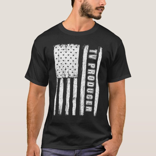 Fourth of July  for Men American Flag tv producer T-Shirt (Vorderseite)