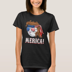 Fourth Of July Merica Amerikanischer Patriot Katze T-Shirt