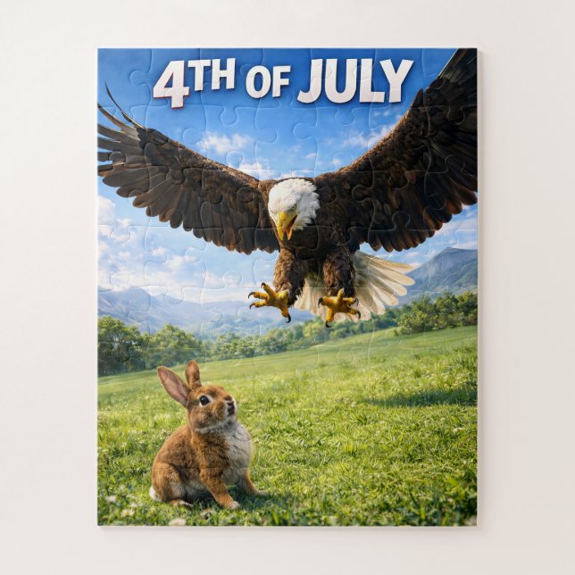 Fourth of July, patriotic eagle and bunny jigsaw p Puzzle (Vertikal)