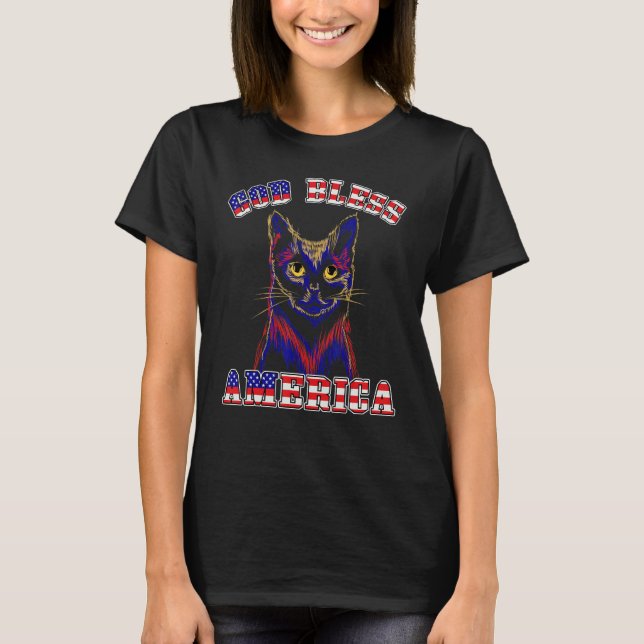 Fourth Of July Womens Meowica Cute Kitten Cat Grap T-Shirt (Vorderseite)